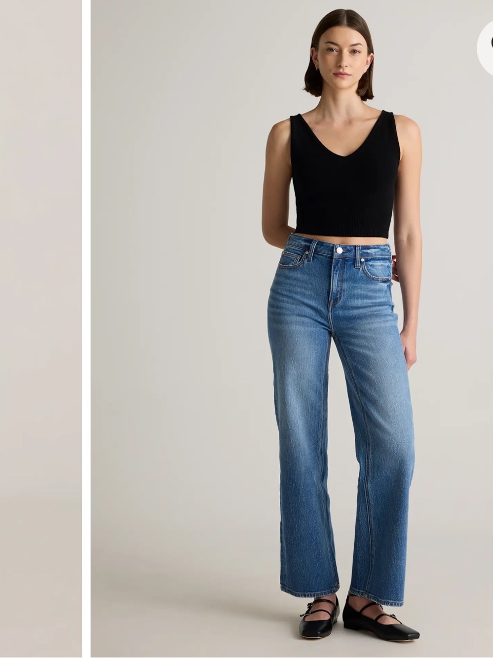 Quince Bella Stretch Relaxed Straight Jeans - Medium Blue
